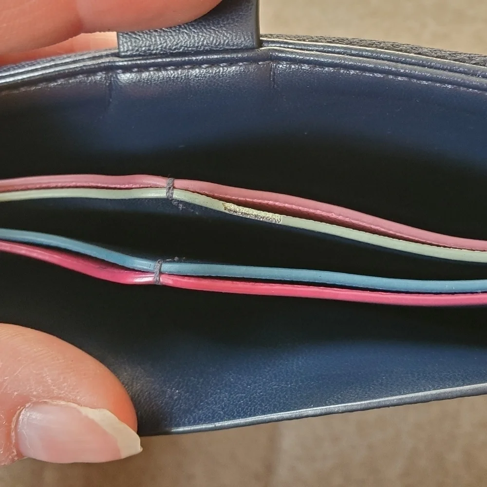 Fossil Vale Medium Leather Tab Wallet Midnight Navy